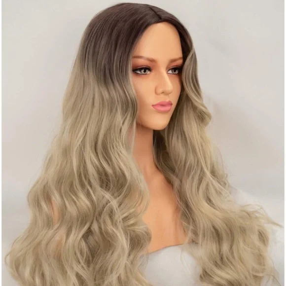 Marie 22” ASH BROWN OMBRÉ BODYWAVE MIDDLE PART Wig - Picture 6 of 7